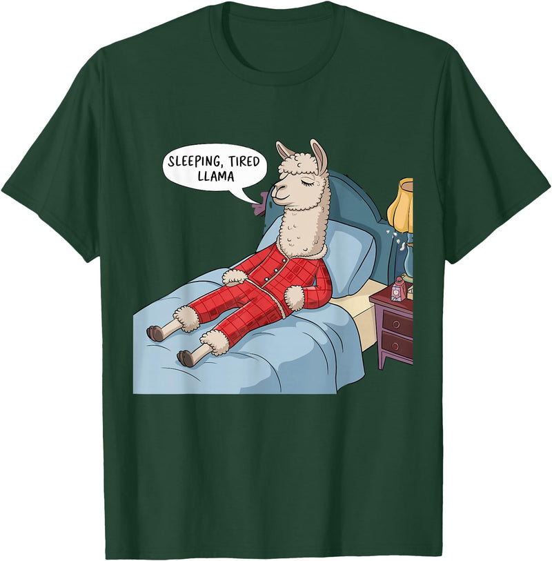 Alpaca shirt Family Llama Pjs Clothes Alpaca Llama with Red Buffalo Plaid Pajamas Girl Boy Llama T-Shirt - Dark Green