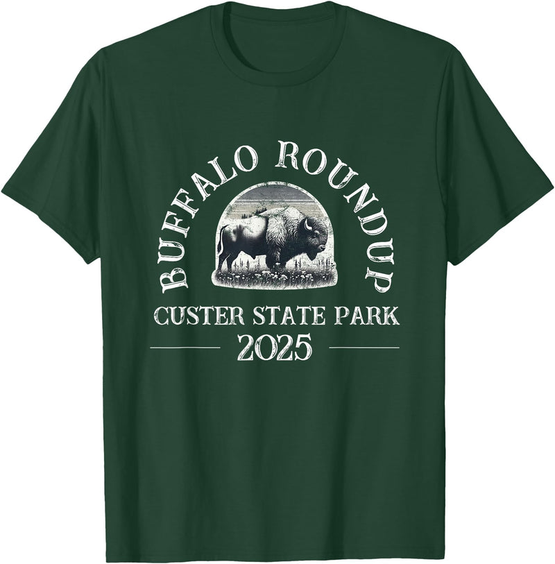 Southridge Design 2025 Custer State Park Buffalo Roundup - Distressed T-Shirt - Dark Green