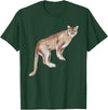 Watercolour Mountain Lion Panther Cougar Cat Lover Watercolour Mountain Lion Animal Art Nature Wildlife Art T-Shirt - Dark Green