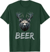 Bear With Antlers Drinker Party Deer Beer Beer Bear Deer Grizzly Bear With Antlers Beer T-Shirt - Dark Green