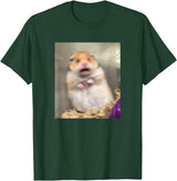 Scared Hamster Meme Funny Pet Owner Dank Trendy T-Shirt - Dark Green