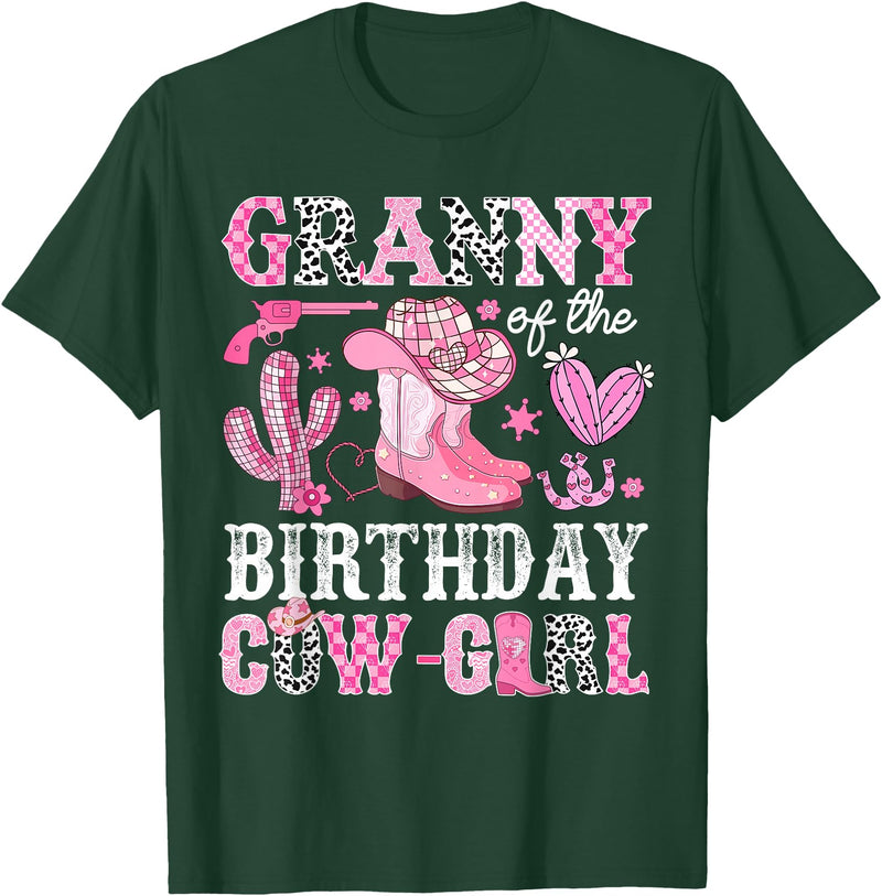 Pink Western Cowgirl Bday Party Family Matching Granny Of The Birthday Cow-Girl Rodeo Cowgirl Bday T-Shirt - Dark Green
