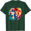 Christian Clothing Lion And Lamb Christian Art Lion And Lamb Geometric Christian Clothing T-Shirt - Dark Green