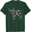 Animal Hog Floral Silhouette Pig Lover Floral Piglet Silhouette Womens Girls Graphic Pig T-Shirt - Dark Green