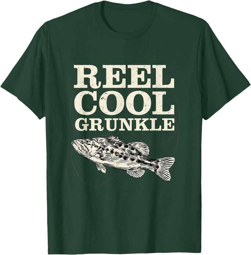 Angling Grunkle Freshwater Pickerel Fishing Rod Reel Cool Grunkle Fly Fishing Walleye Fishing Pole Grunkle T-Shirt - Dark Green