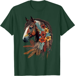 Just a girl who loves horses Co. Equestrian Horse Girl Western CowGirl Horseback Riding Theme T-Shirt - Dark Green