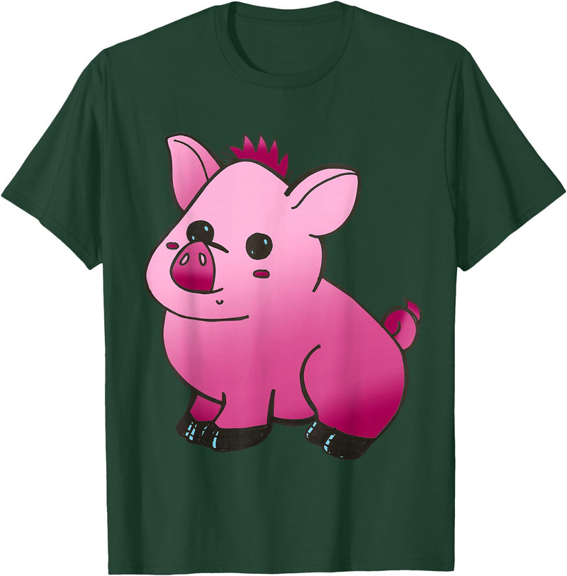 Repugly Hubert the Wobbly Pig T-Shirt - Dark Green