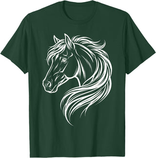 Horse Silhouette Farm Animal Graphic Horses Cute Horse Silhouette Art Equestrian Farm Animal Horse Lover T-Shirt - Dark Green
