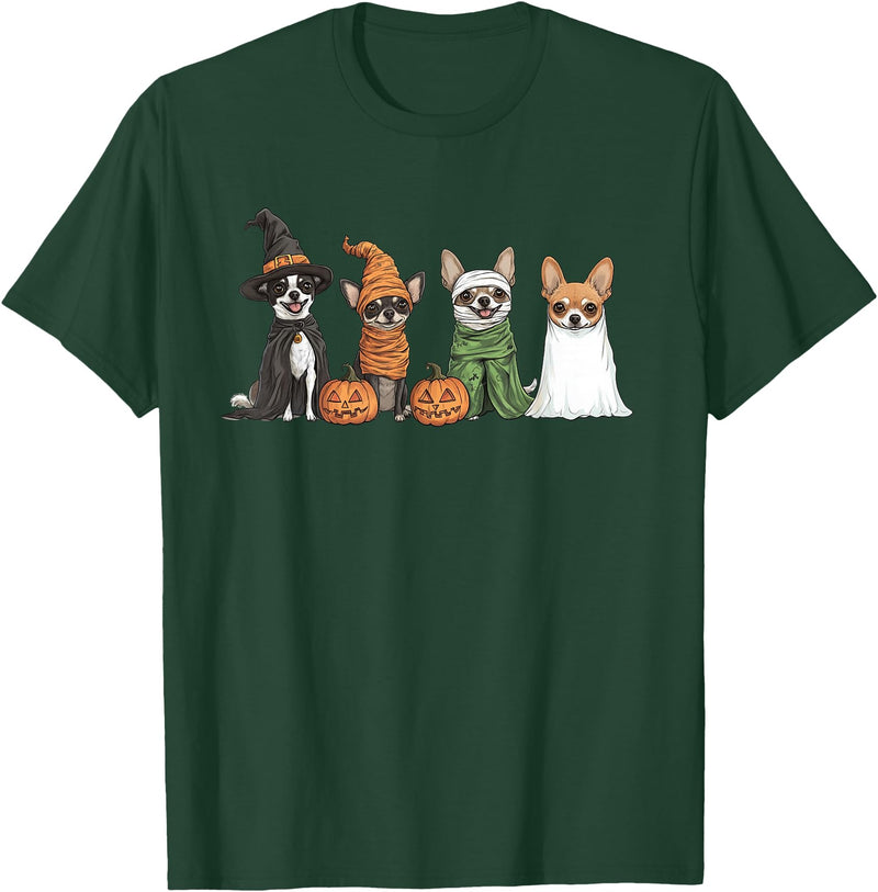 Cute Fall Chihuahua Dog Owner Halloween T-Shirt - Dark Green