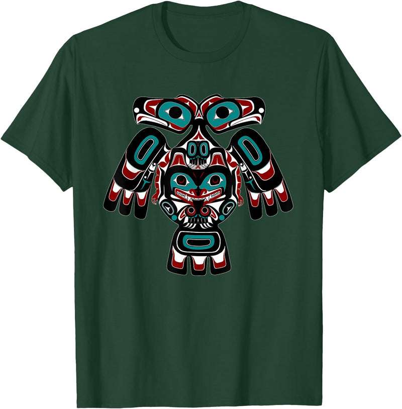 Tribal America Alaska Native American Indian Tlingit Eagle Bear Clan Spirit T-Shirt - Dark Green