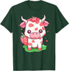 Strawberries Cow Baby Animal Kids Cute Apparel Cow Strawberry Cute Kawaii Pink Pastel Strawberry Milk Farm T-Shirt - Dark