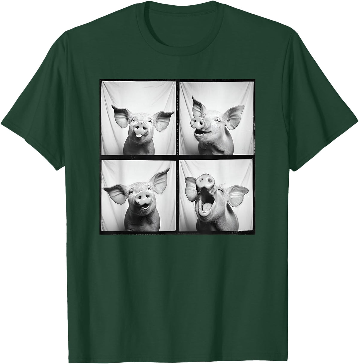 Piglet Farm Nature Photography Men Women Kids Happy Pig Face Portrait Hog Farmer Funny Farm Animal T-Shirt - Dark Green