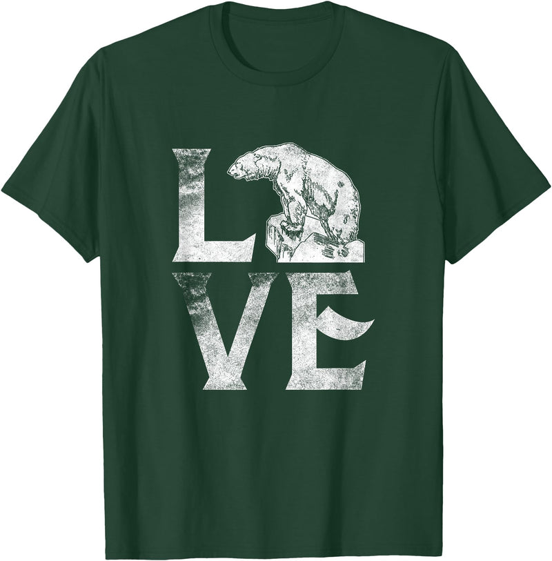 Love Polar Bears - White Bear T shirt, Tee Love Polar Bears T-shirt Cute White Bear Gift Climate Change T-Shirt - Dark Green