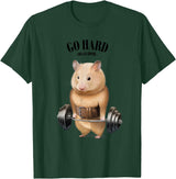 Hamster Muscle Training with Barbell Shrug Bar Fitness Gym T-Shirt - Dark Green