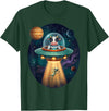 Cow Astronaut Alien Abduction Space Apparel FUUNY Cow Astronaut UFO Abducting Alien Space Farm T-Shirt - Dark Green