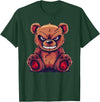 Cartoon Teddy Art I Grumpy Teddy Evil Teddy Bear T-Shirt - Dark Green