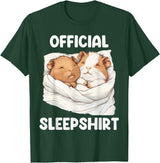 Cute Sleeping Guinea Pigs Pajama Official Sleepshirt Sleeping Guinea Pig Animal Lovers Pajama T-Shirt - Dark Green
