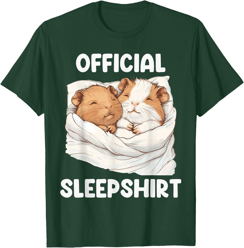 Cute Sleeping Guinea Pigs Pajama Official Sleepshirt Sleeping Guinea Pig Animal Lovers Pajama T-Shirt - Dark Green