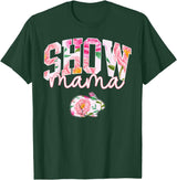 Stock Show Rabbit Mom Livestock County Bunny Mama Floral T-Shirt in Dark Green