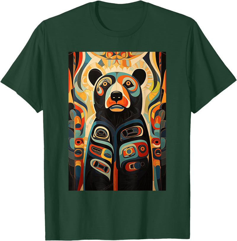 Spirit Bear Native American Art Design Ideas Indian Art Design Spirit Bear T-Shirt - Dark Green