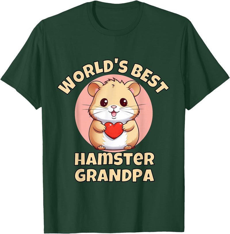 Cute World's Best Hamster Grandpa Grandfather T-Shirt - Dark Green
