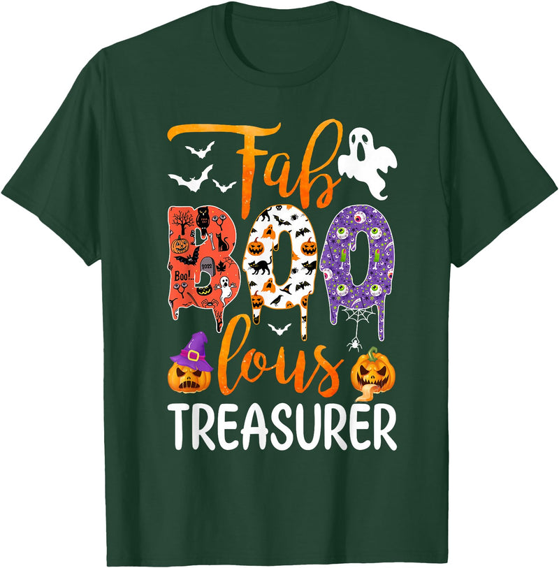 Fab Boo Lous Halloween Costume Fab Boo Lous Treasurer Boo Ghost Pumpkin Halloween T-Shirt - Dark Green