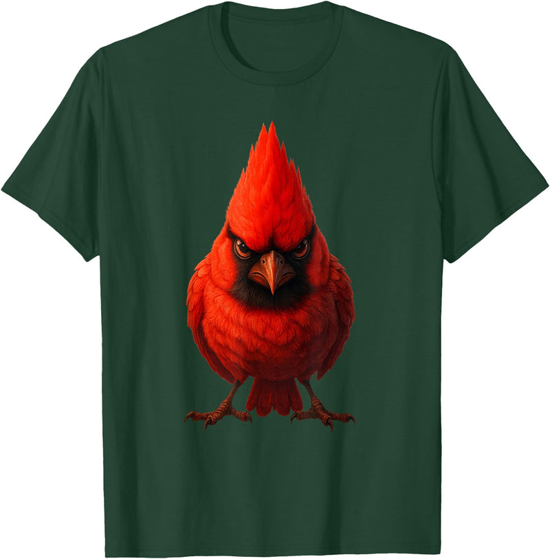I just really like animals Angry Cardinal Artwork Red Bird Nature Wildlife Graphic T-Shirt - Dark Green
