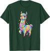 Rainbow Llama Love Pastel Hearts Kawaii Colorful Rainbow Heart Llama Kawaii Cute T-Shirt - Dark Green