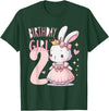 Rabbit Princess Children's Birthday 2 Years Girl Pink T-Shirt in Dark Green