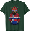 Cool Norwegian Roots Norway Norway Roots Bear Norge Norwegian Flag T-Shirt - Dark Green