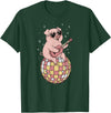 DiscoballAxis1 Funny Pig Disco Dancing Ball Groovy Retro 80s Costume T-Shirt - Dark Green