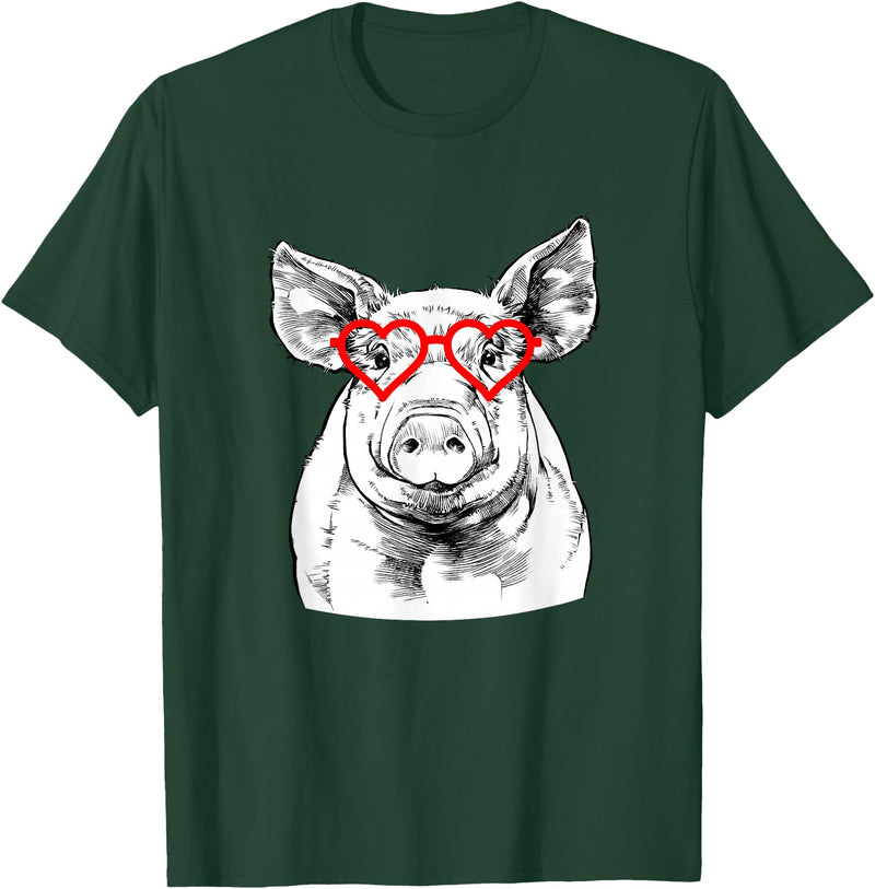 The Pawster Pig Valentines Day Farm Animal Lover T-Shirt - Dark Green
