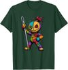 Colorful Voodoo Doll Patchwork Horror Halloween Creepy Rainbow Voodoo Doll with Needle Halloween T-Shirt - Dark Green