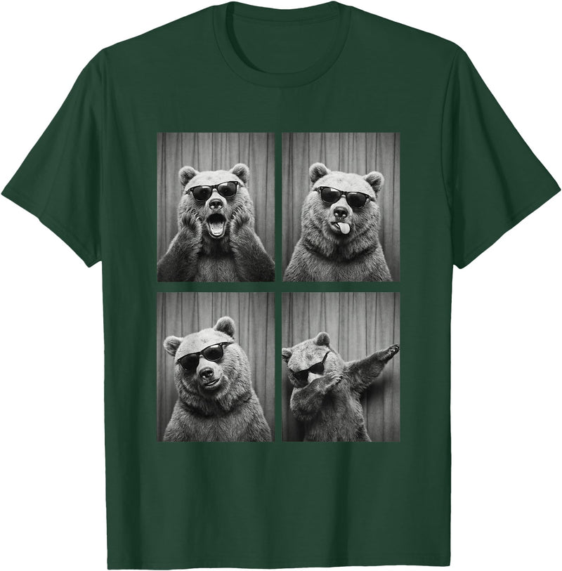 Funny Bear PhotoBooth Stuff Accessories & Gifts Bear PhotoBooth Sunglasses Funny Dab Bears Lover T-Shirt - Dark Green