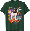 Funny Rainbow Sloth Llama in space Co. Sloth Llama Galaxy Pizza Taco Burrito Rainbow Funny Surreal T-Shirt - Dark Green