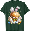 Burger Hamburger Easter Rabbit Eggs Bunny Ears T-Shirt in Dark Green