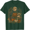 Threadrock Vintage Halloween Harvest Retro Gothic Botanical T-Shirt - Dark Green