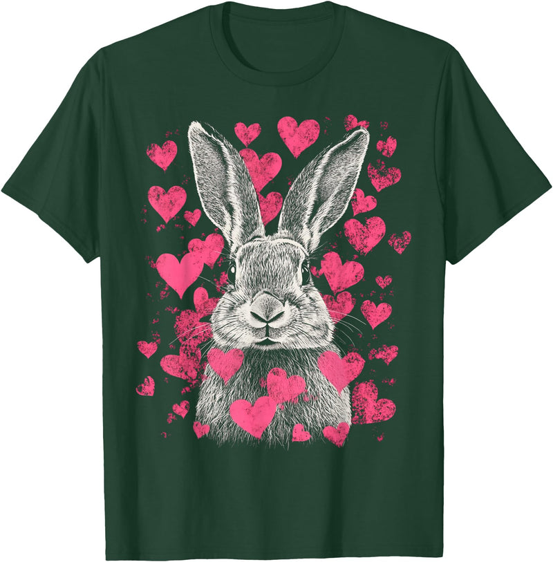 I Love Bunny Rabbit Lover T-Shirt in Dark Green