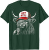 Hot Mess Highland Cow Humor Tee Co. Hot Mess Highland Cow Funny Cute Coffee Lover Graphic T-Shirt - Dark Green