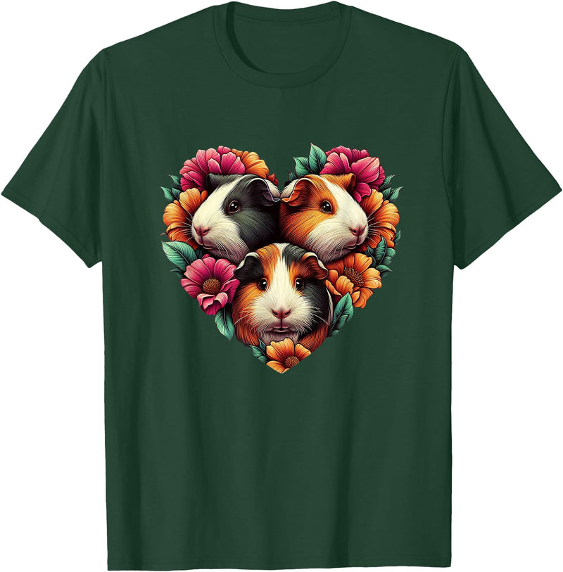 Guinea pigs Artwork Co by MNI Guinea pigs Love Heart of Kids women Teen Girls T-Shirt - Dark Green