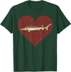 Sturgeon Gift Co. Sturgeon Valentines Day Fish Love Fingerprint T-Shirt - Dark Green