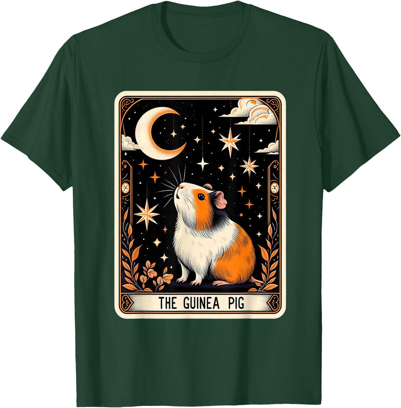 The Guinea Pig Tarot Card Women Men Kids Stars with Moon T-Shirt - Dark Green