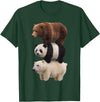 Funny Stacked Bear Panda Polar Bear Animal We Bears Realistic Stacked Bares Meme Animal T-Shirt - Dark Green