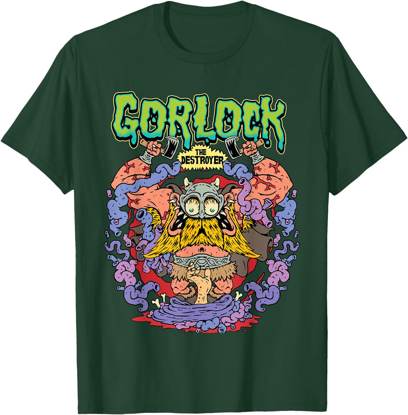 Monsters and Martians Gorlock the Destroyer Viking Warrior Barbarian Funny Meme T-Shirt - Dark Green