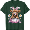 Funny Cow Easter Rabbit Cute Highland Cows Lover Easter Day T-Shirt - Dark Green