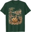 Vintage 90s Cats And Pumpkin Halloween Women Men Funny Retro 90s Kitten Black Cats and Pumpkin Halloween T-Shirt - Dark Green