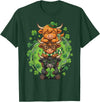 Highland Cow St Paddys Shamrock Men Women Kids Cute Highland Cow Lucky Shamrock St Patrick's Day Party T-Shirt - Dark Green