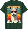 Retro Alpaca and Llama Fan tee for Dads ALPAPA Funny Dad Father's Day Alpaca and Llama Lovers T-Shirt - Dark Green
