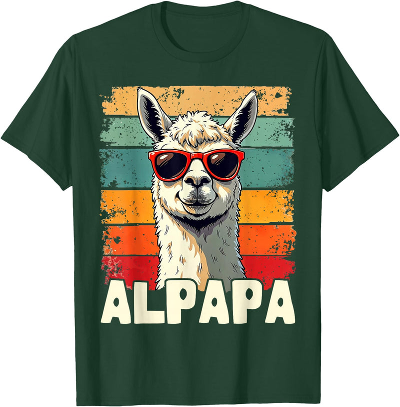Retro Alpaca and Llama Fan tee for Dads ALPAPA Funny Dad Father's Day Alpaca and Llama Lovers T-Shirt - Dark Green
