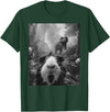 Vintage Cute Guinea Pig Bootleg Streetwear Graphic Funny Guinea Pig Selfie with T-Rex Dinosaur Dino Graphic T-Shirt - Dark Green
